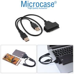 Microcase USB 2.0 to 2.5 inç Sata Power Destekli HDD SSD Çevirici Veri Aktarma Kablosu - AL2627