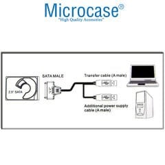 Microcase USB 2.0 to 2.5 inç Sata Power Destekli HDD SSD Çevirici Veri Aktarma Kablosu - AL2627