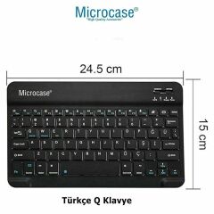 Microcase Samsung Tab A8 SM-X200 10.5 inch  Tablet Kot Desenli Tablet Çanta+Türkçe Bluetooth Klavye+Mouse+Tablet Standı-AL8129