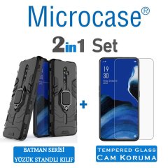 Microcase Oppo Reno 2Z Batman Serisi Yüzük Standlı Armor Kılıf - Siyah