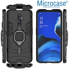 Microcase Oppo Reno 2Z Batman Serisi Yüzük Standlı Armor Kılıf - Siyah
