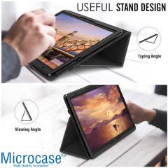 Microcase Huawei Mediapad T5 10.1 inch Book Case Standlı Deri Kılıf - Siyah + Nano Esnek Ekran Koruma Filmi