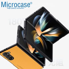 Microcase Samsung Galaxy Z Fold5 için Deri Desenli Plastik Koruma Kılıf - AL3156