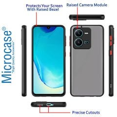 Microcase Vivo V25 / Vivo X80 Lite London Serisi Darbeye Dayanıklı Kılıf - Buzlu Siyah AL3415