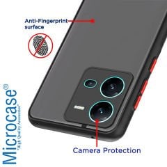 Microcase Vivo V25 / Vivo X80 Lite London Serisi Darbeye Dayanıklı Kılıf - Buzlu Siyah AL3415