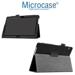 Microcase Huawei Mediapad T5 10.1 inch Book Case Standlı Deri Kılıf - Siyah