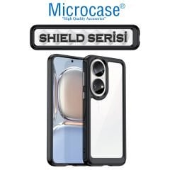 Microcase Huawei P50 Shield Serisi Darbeye Dayanıklı Köşe Korumalı Yarı Esnek Plastik TPU Kılıf - Siyah