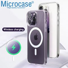 Microcase iPhone 14 Pro için Magsafe Manyetik Darbeye Dayanıklı Yarı Esnek Plastik TPU Şeffaf Kılıf - AL8116