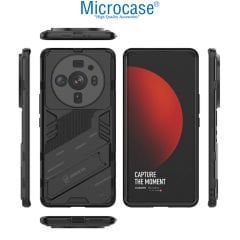Microcase Xiaomi Mi 12S Ultra Matrix Serisi Armor Standlı Perfect Koruma Kılıf -Siyah