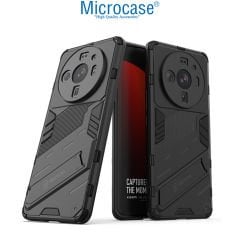 Microcase Xiaomi Mi 12S Ultra Matrix Serisi Armor Standlı Perfect Koruma Kılıf -Siyah