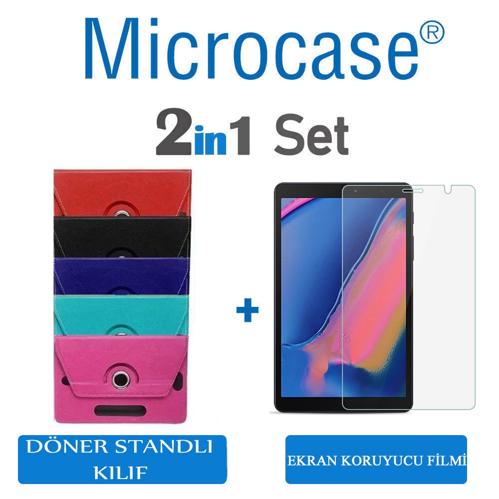 Microcase Samsung Galaxy Tab A 8 2019 T295 Universal Standlı Tablet Kılıfı + Ekran Koruma Filmi