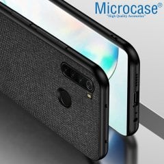 Microcase Xiaomi Redmi Note 8 Fabrik Serisi Kumaş ve Deri Desen Kılıf - Siyah