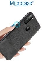 Microcase Xiaomi Redmi Note 8 Fabrik Serisi Kumaş ve Deri Desen Kılıf - Siyah