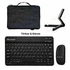 Microcase Acer Iconia Tab P10 10.4 inch Tablet Kot Desenli Tablet Çanta+Türkçe Bluetooth Klavye+Mouse+Tablet Standı-AL8129