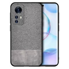 Microcase Xiaomi 12X Fabrik Kumaş ve Deri Desen Kılıf - Gri