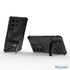 Microcase Samsung S26 Ultra İle Uyumlu Matrix Serisi Armor Standlı Perfect Koruma Kılıf - Siyah AL3416
