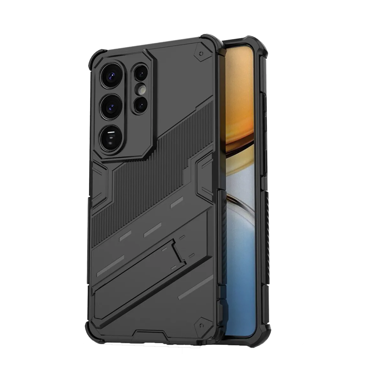 Microcase Samsung S26 Ultra İle Uyumlu Matrix Serisi Armor Standlı Perfect Koruma Kılıf - Siyah AL3416