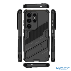 Microcase Samsung S26 Ultra İle Uyumlu Matrix Serisi Armor Standlı Perfect Koruma Kılıf - Siyah AL3416