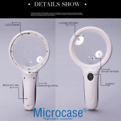 Microcase 8 Led Aydınlatmalı 10X Büyütme El Büyüteci - Model BY6