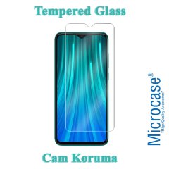 Microcase Xiaomi Redmi Note 8 Pro Fabrik Serisi Kumaş ve Deri Desen Kılıf - Gri + Tempered Glass Cam Koruma
