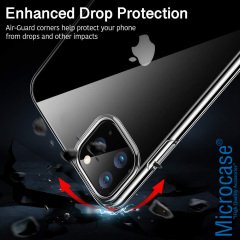 Microcase iPhone 11 Pro Max Ultra İnce 0.2 mm Soft Silikon Kılıf - Şeffaf + Tempered Glass Cam Koruma