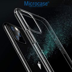 Microcase iPhone 11 Pro Max Ultra İnce 0.2 mm Soft Silikon Kılıf - Şeffaf + Tempered Glass Cam Koruma