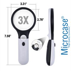 Microcase Işıklı Çift Gözlü 45X 3X Büyütme El Büyüteci Model: BY5