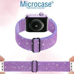 Microcase Apple Watch Ultra/Ultra 2 49mm ile Uyumlu  Simli Esnek Hasır Örgü Kordon Kayış - KY44-2