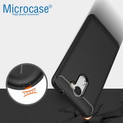Huawei Y7 Prime Brushed Carbon Fiber Silikon TPU Kılıf + Cam