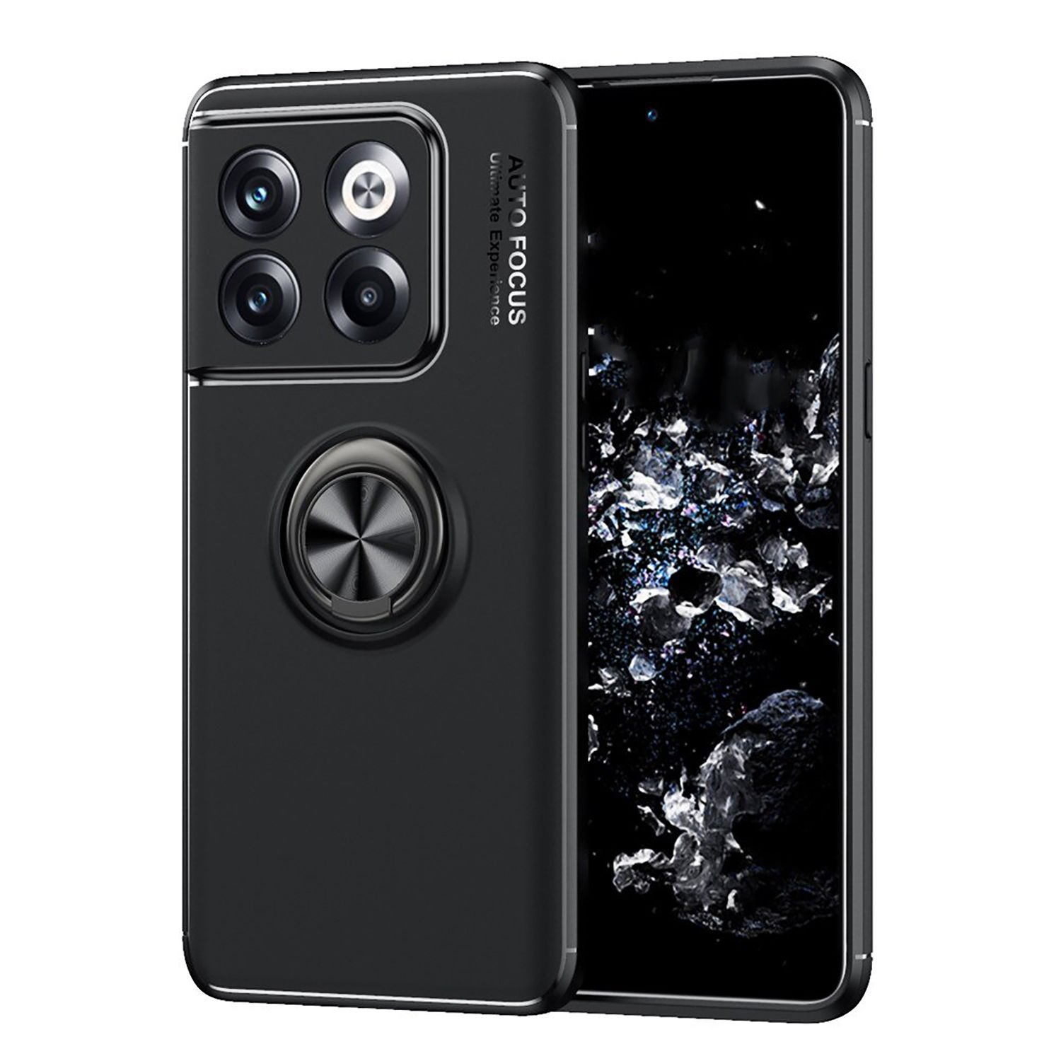 Microcase OnePlus Ace Pro 5G / OnePlus 10T Focus Serisi Yüzük Standlı Silikon Kılıf - Siyah AL3363