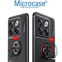 Microcase OnePlus Ace Pro 5G / OnePlus 10T Focus Serisi Yüzük Standlı Silikon Kılıf - Siyah AL3363