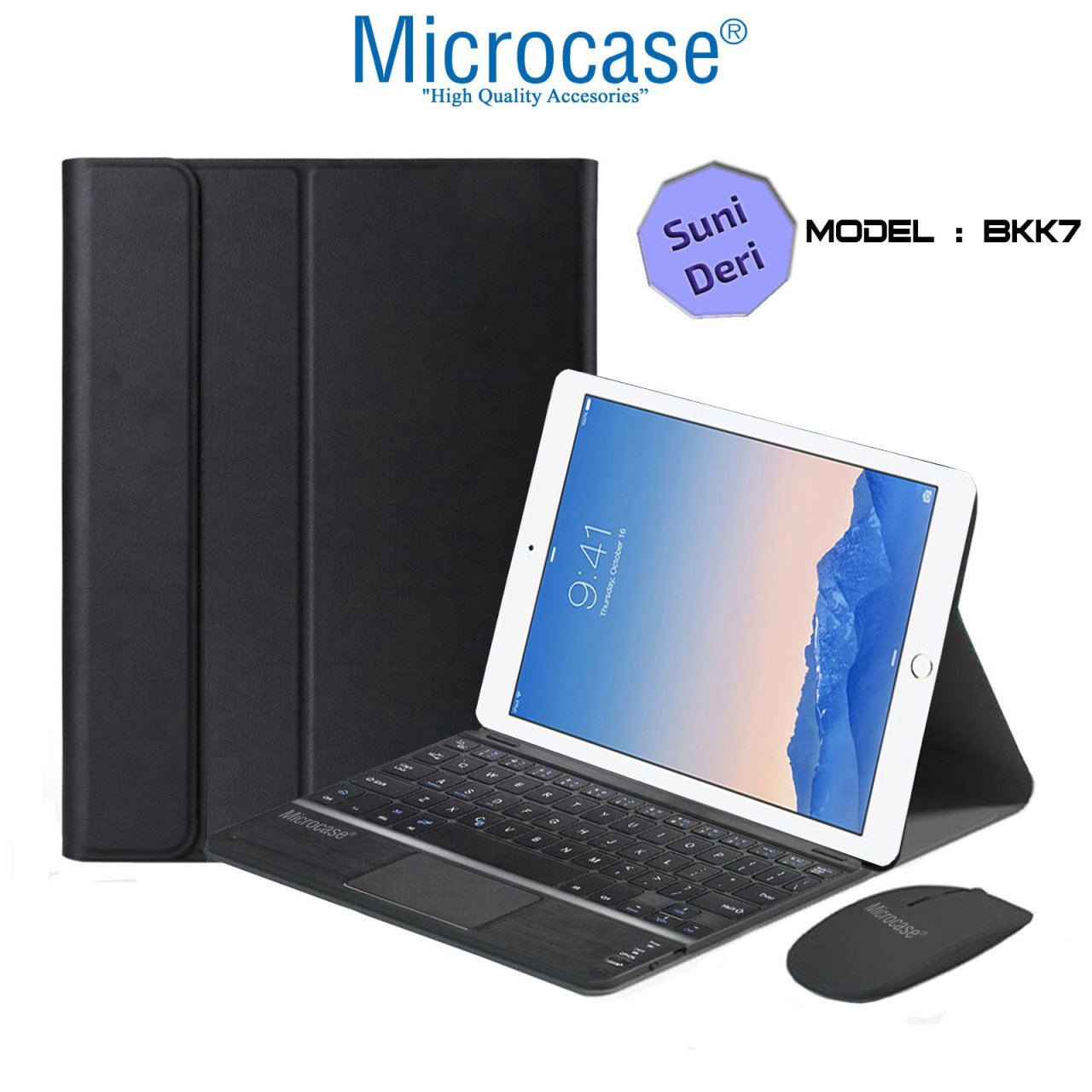 Microcase iPad Air 2 Bluetooth Touchpad Klavye + Bluetooth Mouse + Standlı Kılıf - BKK7