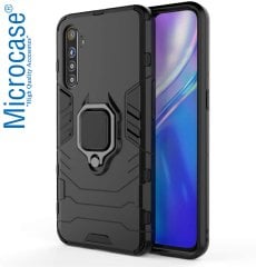 Microcase Realme 6 Batman Serisi Yüzük Standlı Armor Kılıf - Siyah