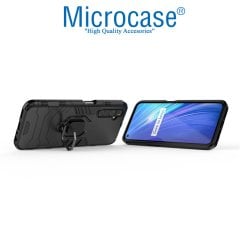 Microcase Realme 6 Batman Serisi Yüzük Standlı Armor Kılıf - Siyah