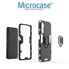 Microcase Realme 6 Batman Serisi Yüzük Standlı Armor Kılıf - Siyah