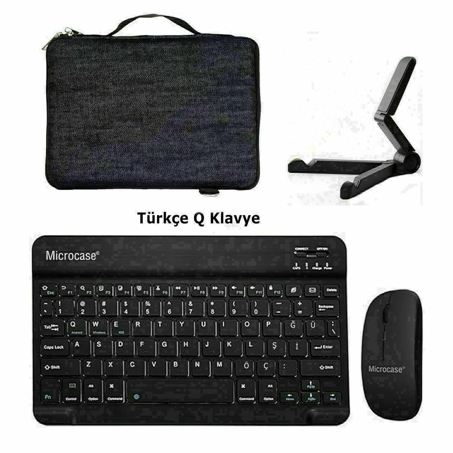 Microcase xiaomi pad 5  Tablet Kot Desenli Tablet Çanta+Türkçe Bluetooth Klavye+Mouse+Tablet Standı-AL8129
