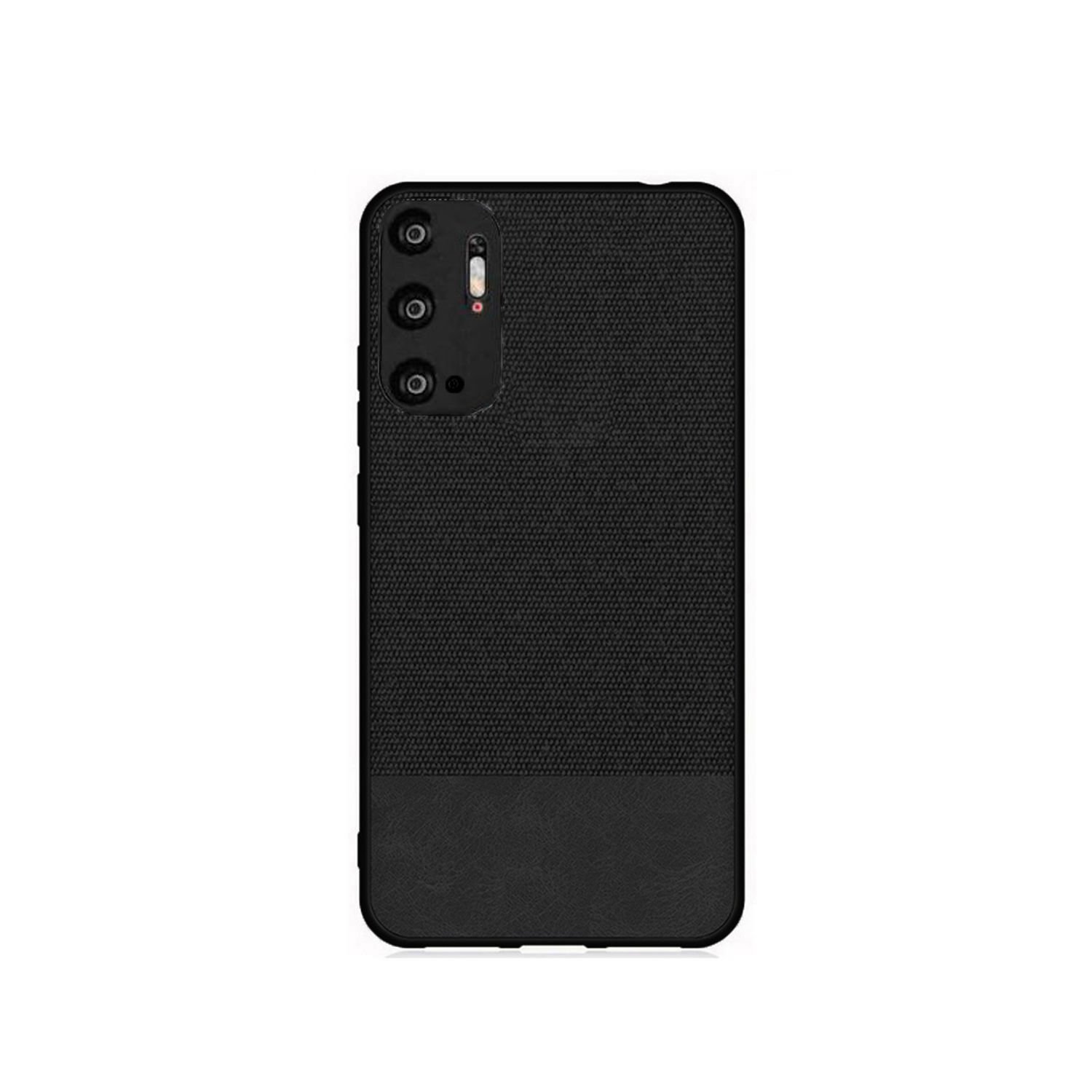 Microcase Xiaomi Redmi Note 11SE Fabrik Kumaş ve Deri Desen Kılıf - Siyah