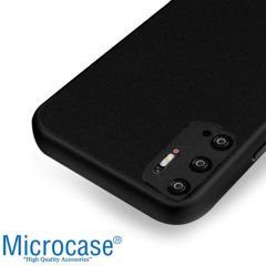 Microcase Xiaomi Redmi Note 11SE Fabrik Kumaş ve Deri Desen Kılıf - Siyah