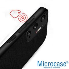 Microcase Xiaomi Redmi Note 11SE Fabrik Kumaş ve Deri Desen Kılıf - Siyah