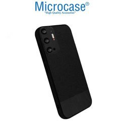 Microcase Xiaomi Redmi Note 11SE Fabrik Kumaş ve Deri Desen Kılıf - Siyah