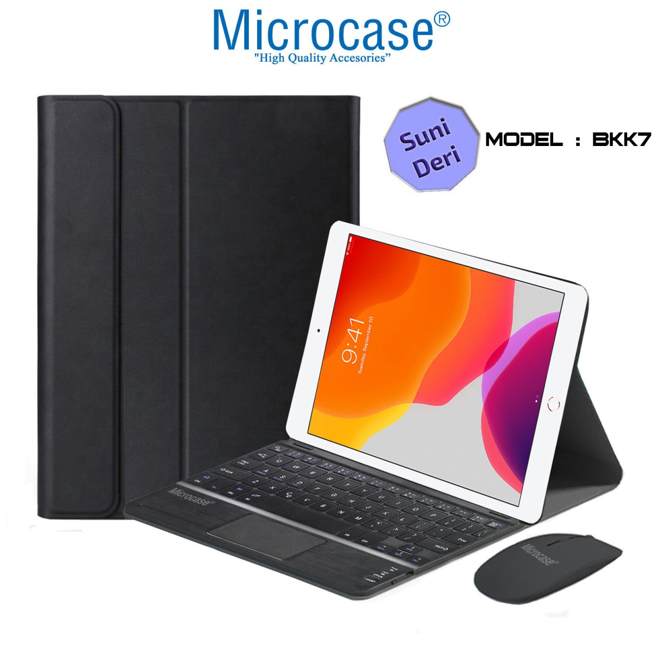 Microcase iPad 7.Nesil 10.2 2019 Bluetooth Touchpad Klavye + Bluetooth Mouse + Standlı Kılıf - BKK7