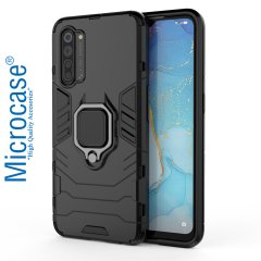 Microcase Oppo Reno 3 - Oppo A91 Batman Serisi Yüzük Standlı Armor Kılıf - Siyah