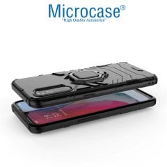 Microcase Oppo Reno 3 - Oppo A91 Batman Serisi Yüzük Standlı Armor Kılıf - Siyah