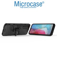 Microcase Oppo Reno 3 - Oppo A91 Batman Serisi Yüzük Standlı Armor Kılıf - Siyah