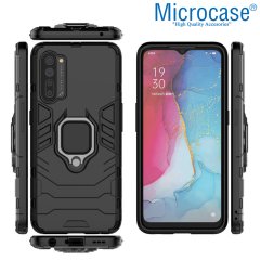 Microcase Oppo Reno 3 - Oppo A91 Batman Serisi Yüzük Standlı Armor Kılıf - Siyah