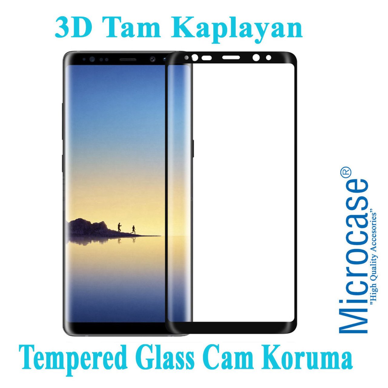 Microcase Samsung Galaxy Note 8 3D Curved Tam Kaplayan Tempered G