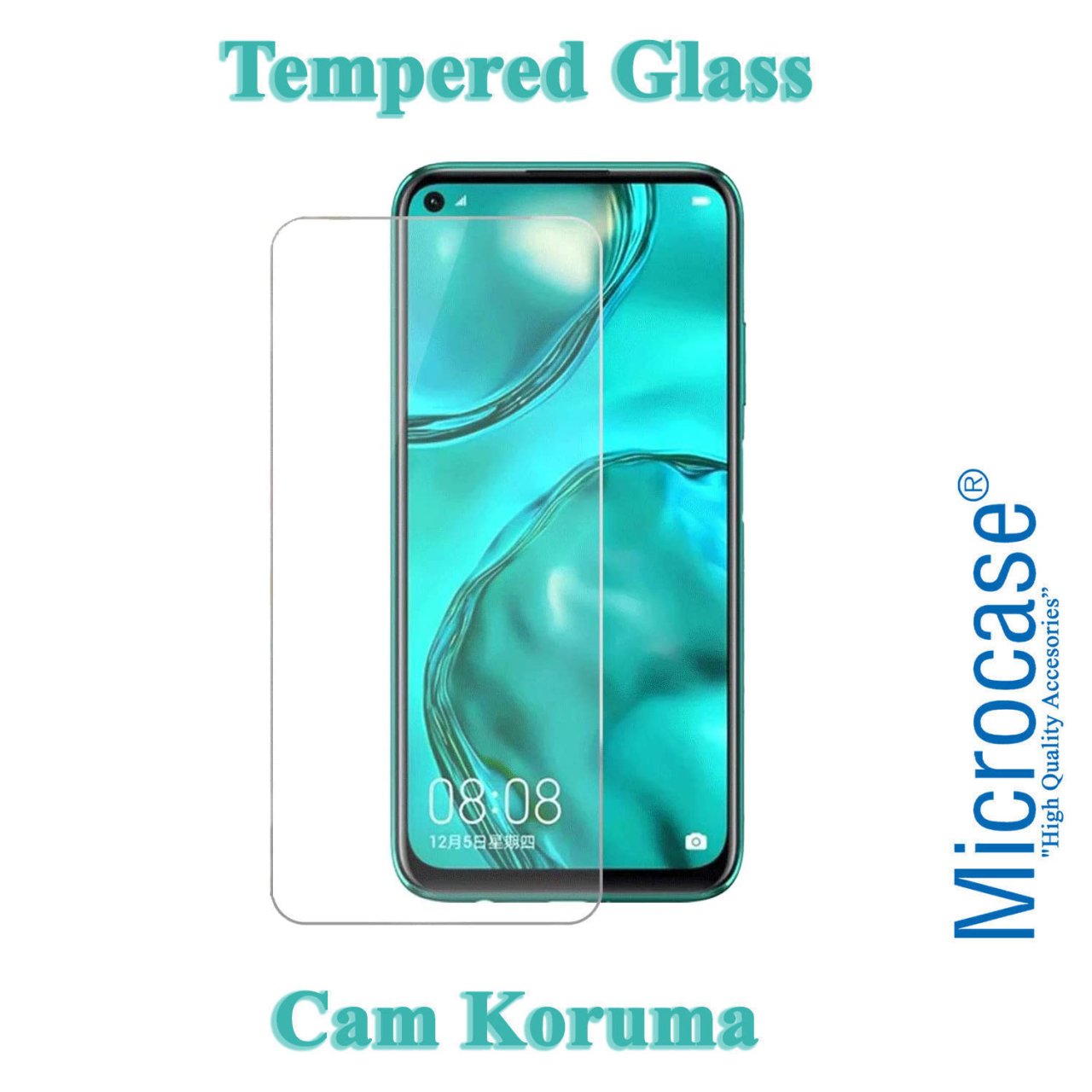 Microcase Huawei P40 Lite Tempered Glass Cam Ekran Koruma