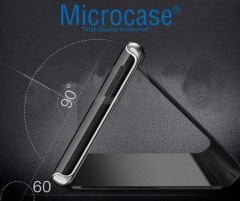 Microcase Xiaomi Mi 10T Lite 5G Aynalı Kapak Clear View Flip Cover Mirror Kılıf - Siyah