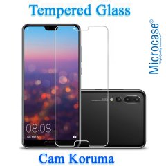 Huawei P20 Leather TPU Serisi DeriKaplama Silikon Kılıf-Siyah+Cam