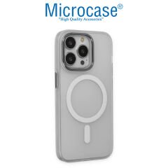 Microcase iPhone 14 Pro için Magsafe Manyetik Darbeye Dayanıklı Buzlu Mat Plastik Kılıf - AL8117 Şeffaf